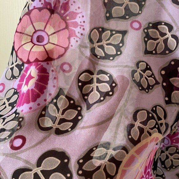 Modcloth retro 1960s floral sheer blouse with bow - Picture 4 of 7